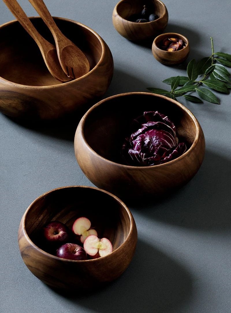 Tondo 8.5" Acacia Wood Salad Serving Bowl
