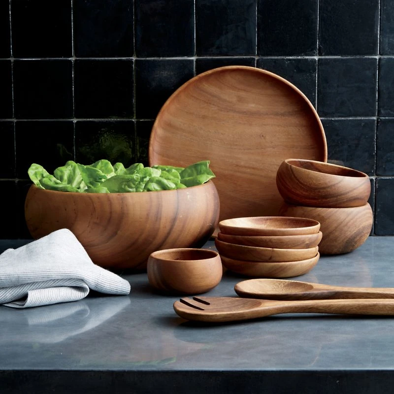 Tondo 8.5" Acacia Wood Salad Serving Bowl