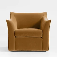 Tortona Ocher Velvet Swivel Accent Chair