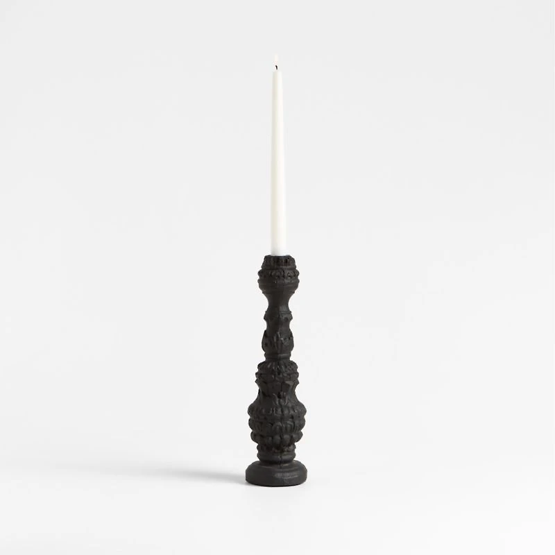 Finestra Small Black Taper Candle Holder 13"