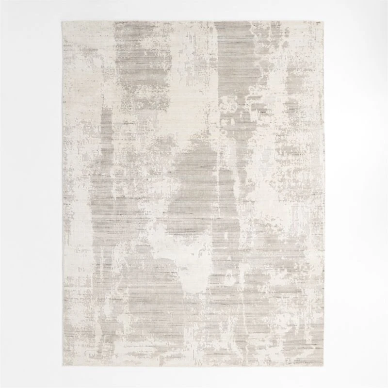 Tottori Viscose Abstract Handwoven Grey Area Rug 12'x15'