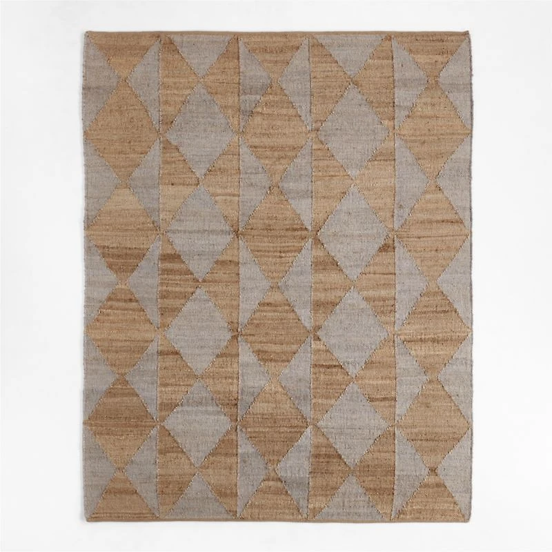 Toulon Jute Diamond Checkered Grey Area Rug 6'x9'