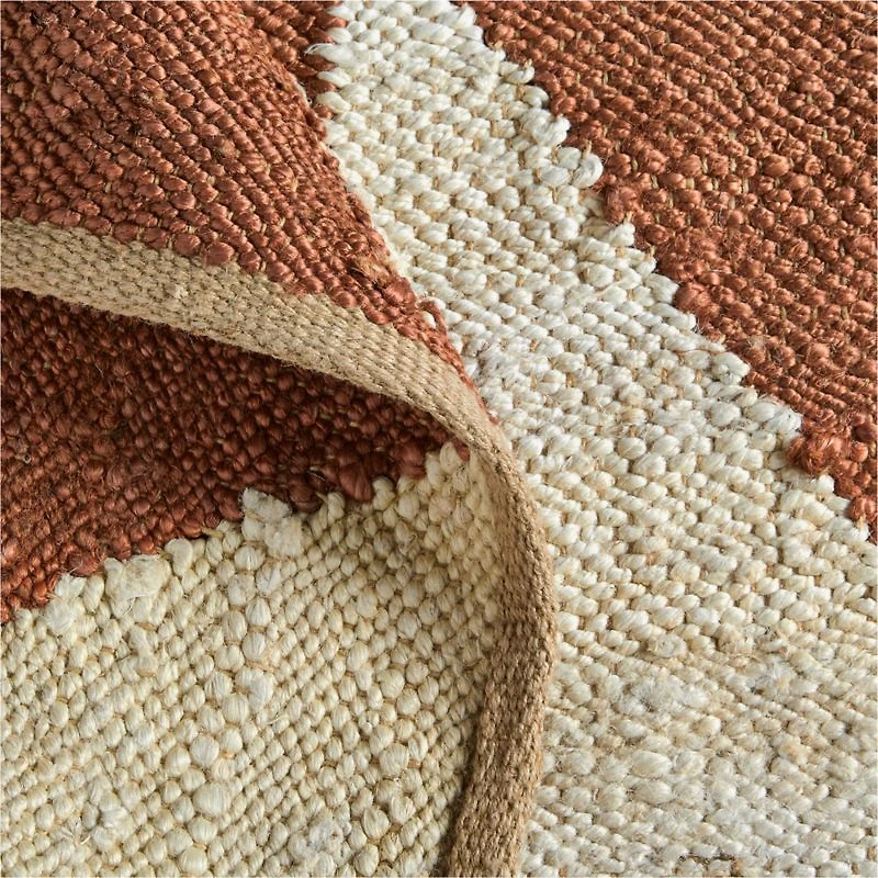 Toulon Jute Diamond Checkered Teracotta Area Rug 9'x12'