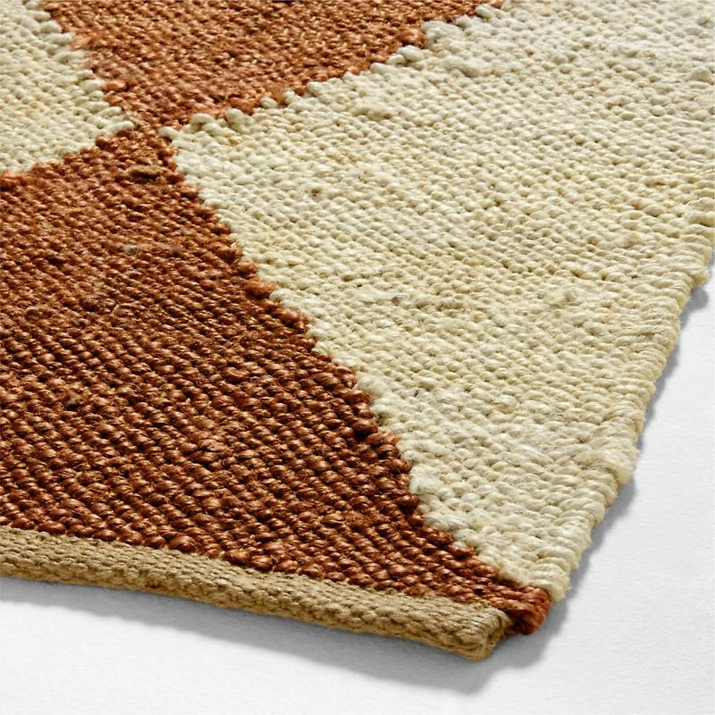 Toulon Jute Diamond Checkered Teracotta Area Rug 9'x12'
