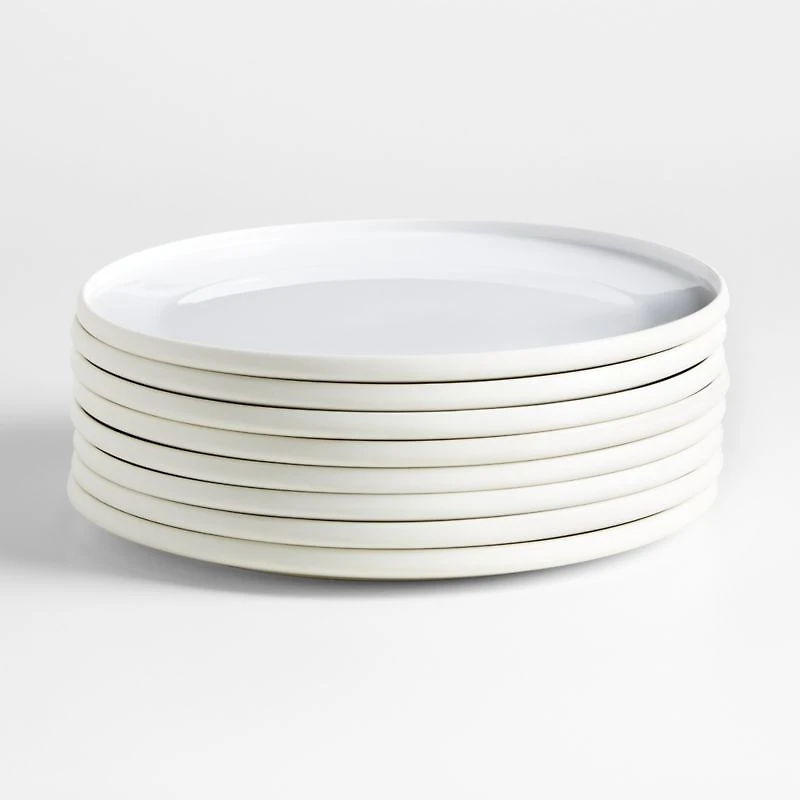 Tour White Porcelain Dinner Plates, Set of 8