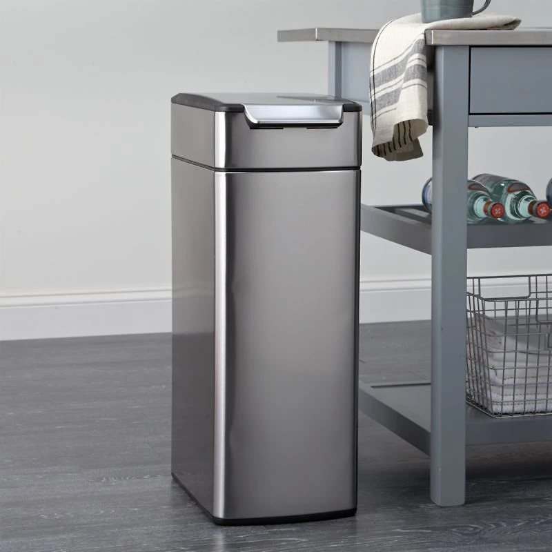 Simplehuman 40 Liter Slim Touch Bar Trash Can, Brushed Stainless Steel
