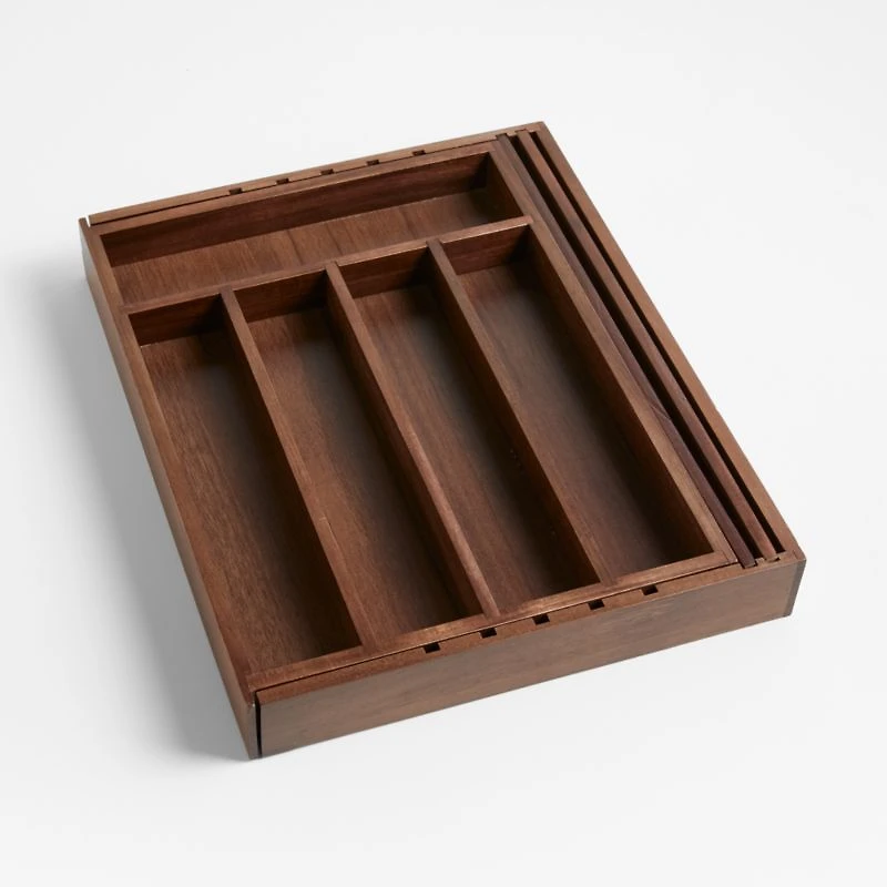 Walnut Expandable Flatware Tray
