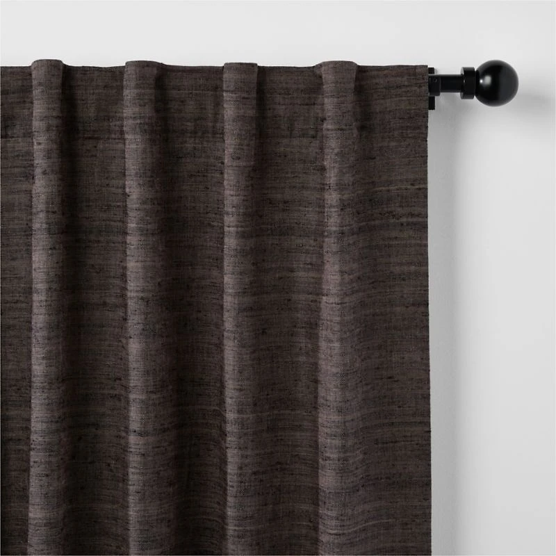 Trevino Deep Brown Cotton Silk Blend Window Curtain Panel 52"x84"