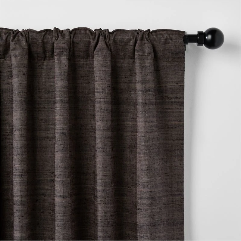 Trevino Deep Brown Cotton Silk Blend Window Curtain Panel 52"x84"