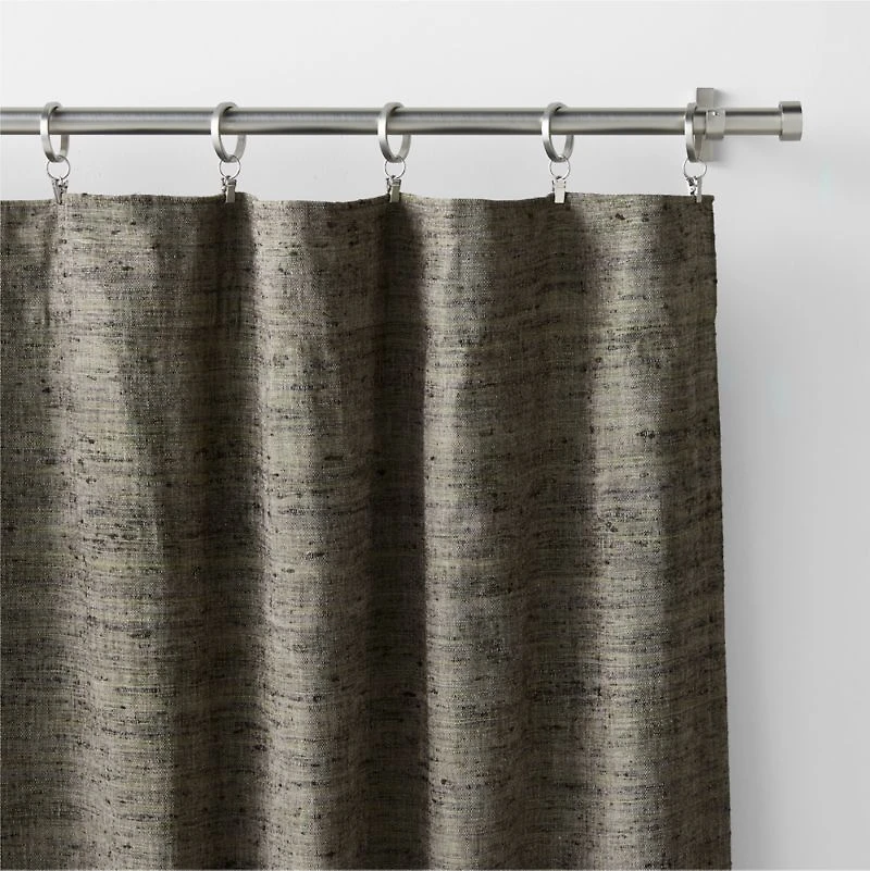 Trevino Burnt Green Cotton Silk Blend Window Curtain Panel 52"x120"
