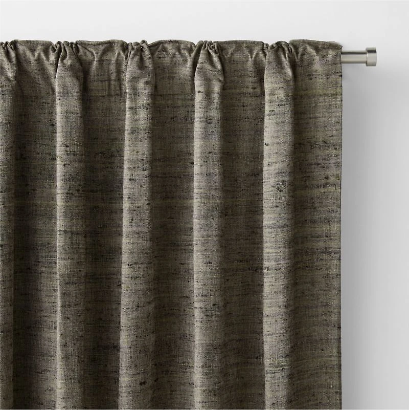 Trevino Burnt Green Cotton Silk Blend Window Curtain Panel 52"x120"