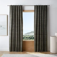 Trevino Burnt Green Cotton Silk Blend Window Curtain Panel 52"x120"