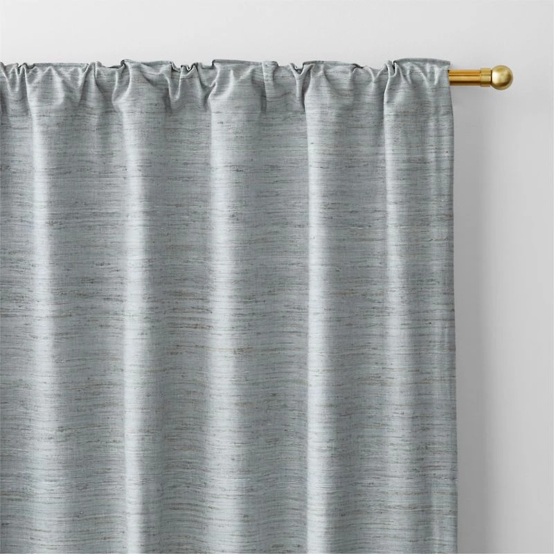 Trevino Mist Blue Cotton Silk Blend Window Curtain Panel 52"x84"