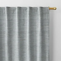 Trevino Mist Blue Cotton Silk Blend Window Curtain Panel 52"x84"