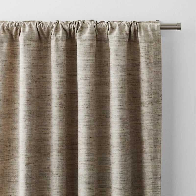 Trevino Warm Beige Cotton Silk Blend Window Curtain Panel 52"x84"