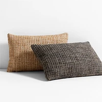 Tricote Tweed 22"x15" Smoke Grey Multi Throw Pillow with Feather Insert by Athena Calderone
