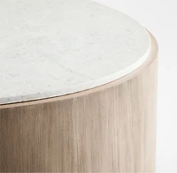 Troupe Marble and Natural Pine Wood 60" Oval Coffee Table