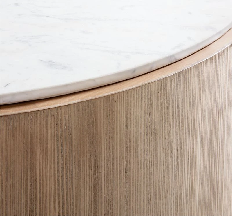 Troupe Marble and Natural Pine Wood 56" Round Coffee Table