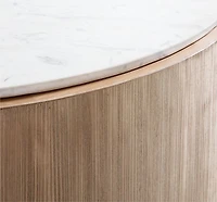 Troupe Marble and Natural Pine Wood 56" Round Coffee Table