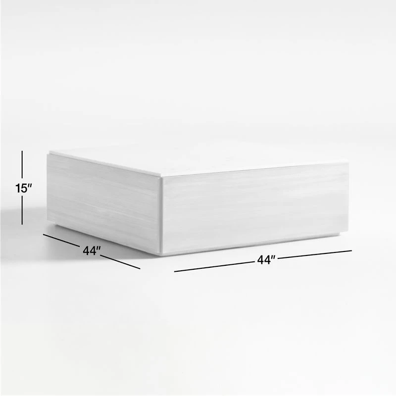 Troupe Marble and Natural Pine Wood 44" Square Coffee Table