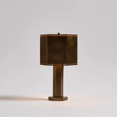 Trousdale Brass Perforated Metal Mini Table Lamp 15"
