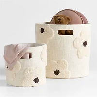 Tufted Daisy Floor Bin