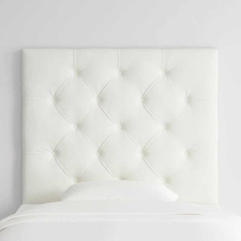 Tufted Linen White Twin Charging Wall-Mounted Headboard