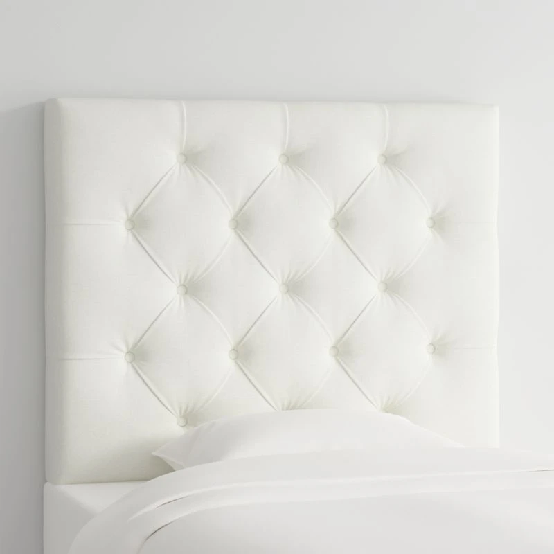 Tufted Linen White Twin Charging Wall-Mounted Headboard