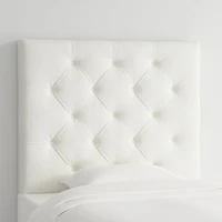 Tufted Linen White Twin Charging Wall-Mounted Headboard