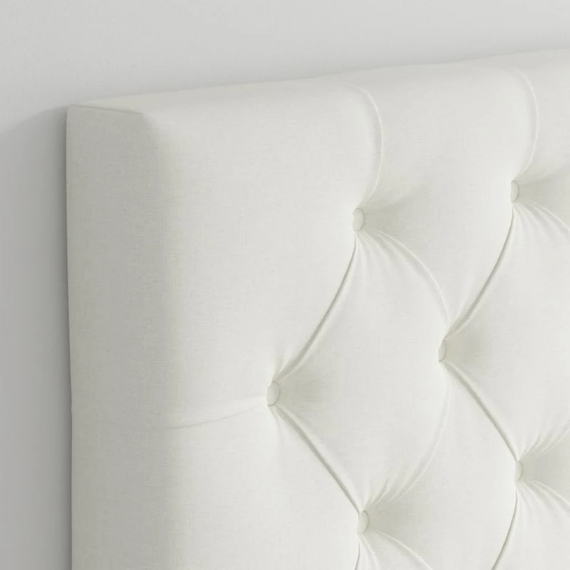 Tufted Linen White Twin Charging Wall-Mounted Headboard
