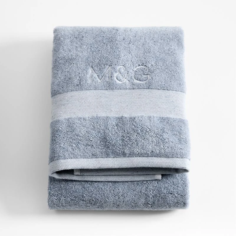 Organic Turkish Cotton Fleck Smoke Blue Bath Towel