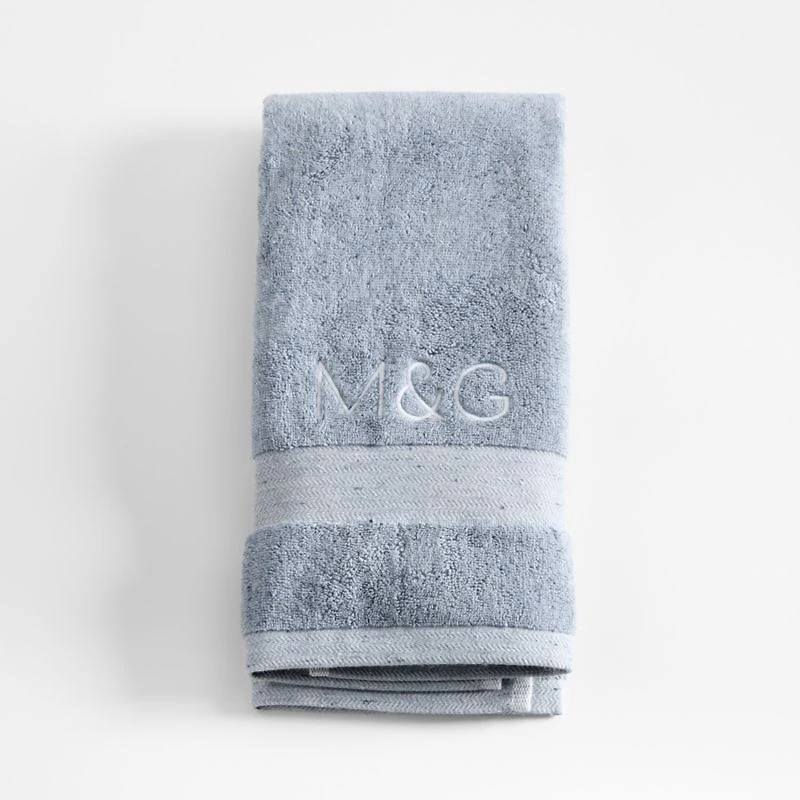 Organic Turkish Cotton Fleck Smoke Blue Hand Towel