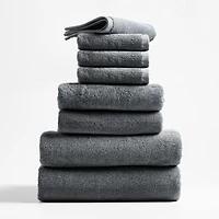 Organic Turkish Cotton Slate Grey Bath Towels, Set of 8