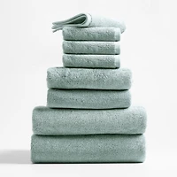 Organic Turkish Cotton Spa Blue Bath Towels, Set of 8