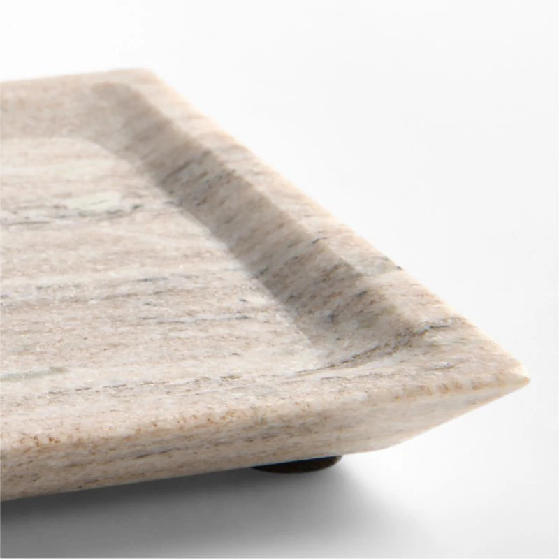 Tuscan Small Beige Marble Square Tray