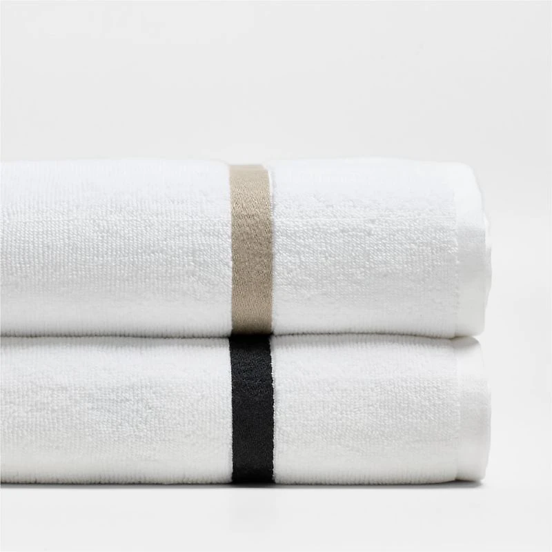Tuxedo Stripe Organic Cotton Ink Black Hand Towel