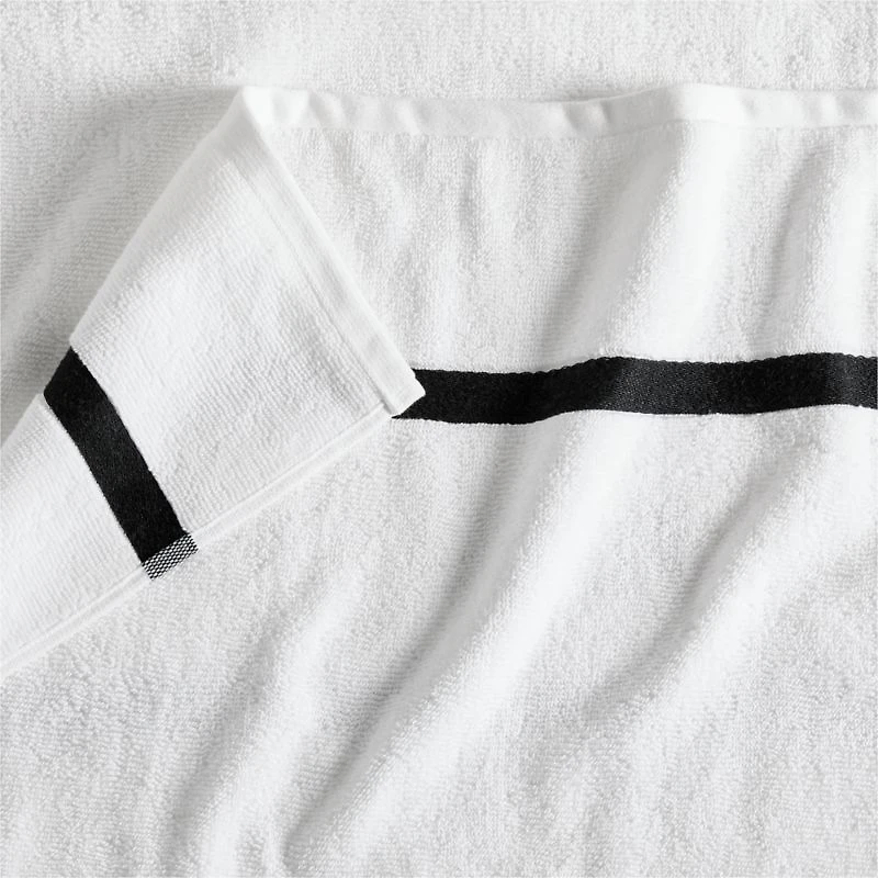Tuxedo Stripe Organic Cotton Ink Black Hand Towel