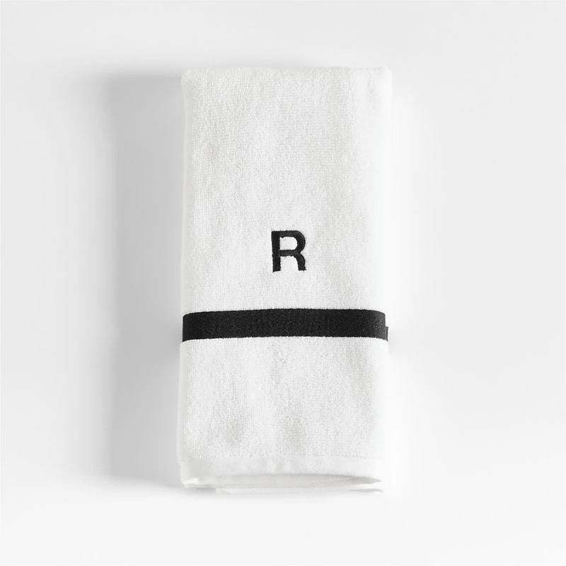 Tuxedo Stripe Organic Cotton Ink Black Hand Towel