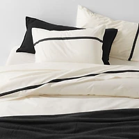 Favorite Organic Cotton Percale Tuxedo Stripe Ink Black Full/Queen Duvet Cover