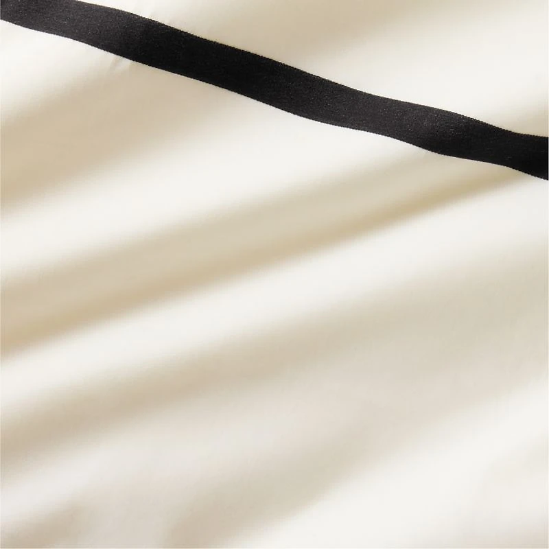 Favorite Organic Cotton Percale Tuxedo Stripe Ink Black Full/Queen Duvet Cover