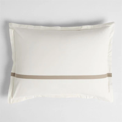Favorite Organic Cotton Percale Tuxedo Stripe Sand Beige Standard Bed Pillow Sham