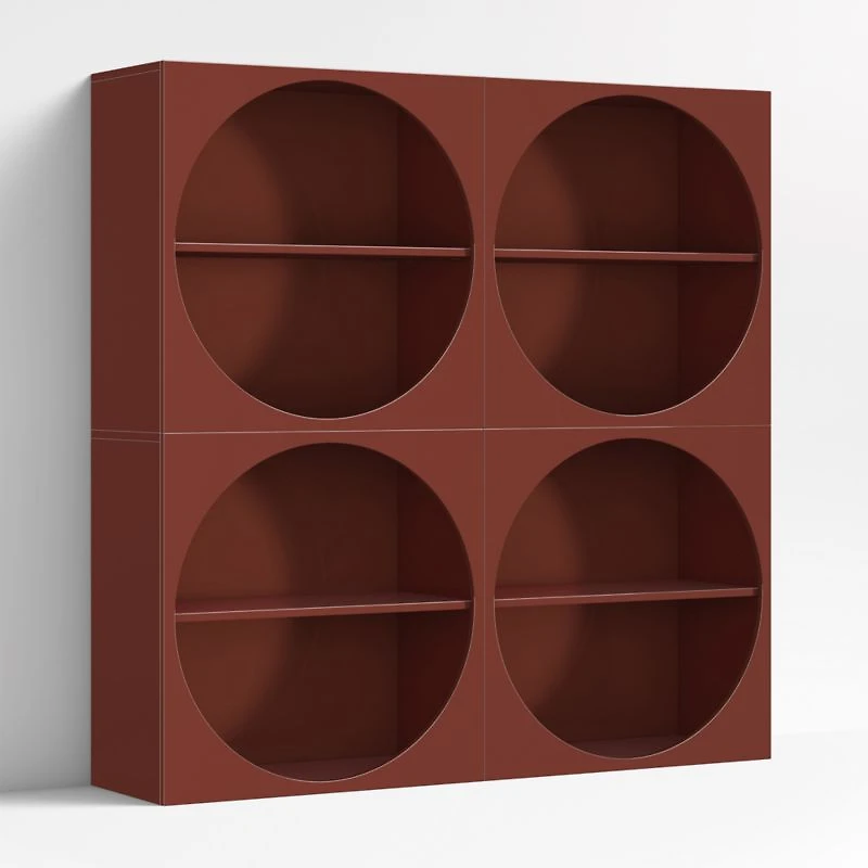 Twiggy Modular Glossy Deep Red Kids Open Bookcases, Set of 4