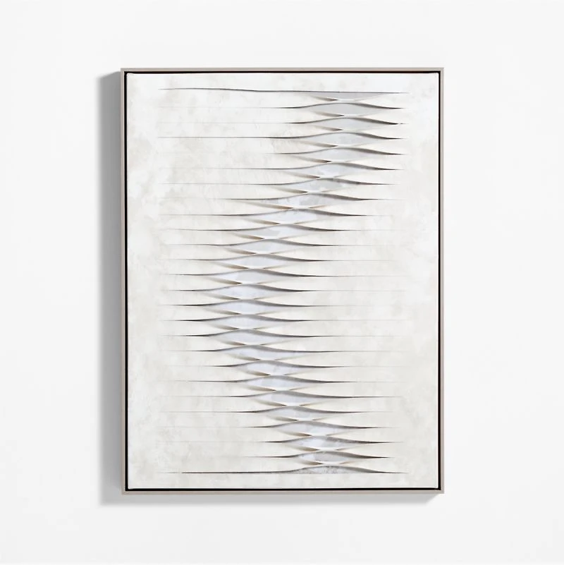 "Twist and Turns" White Canvas 37.5"x49.5" Framed Wall Art Print