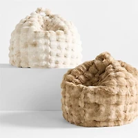 Arctic Ivory Textured Faux Fur 30" Lounge Bean Bag Chair Cover