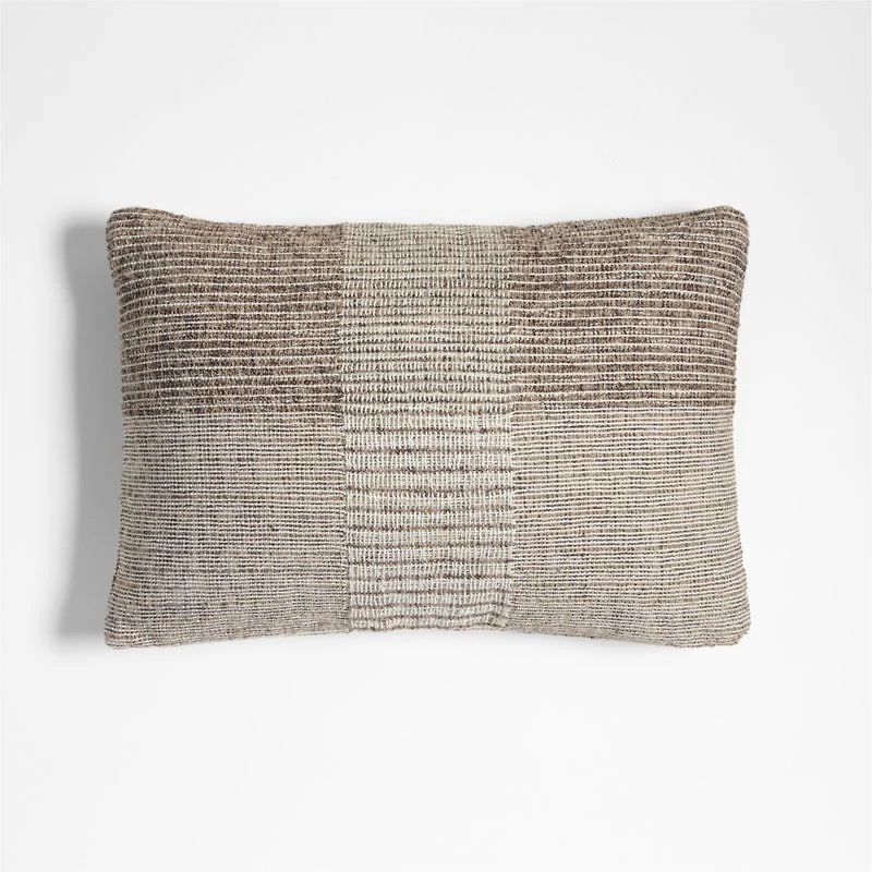 Textured Woven Stripes 22"x15" Deep Brown Indoor/Outdoor Throw Pillow