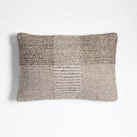 Textured Woven Stripes 22"x15" Deep Brown Indoor/Outdoor Throw Pillow