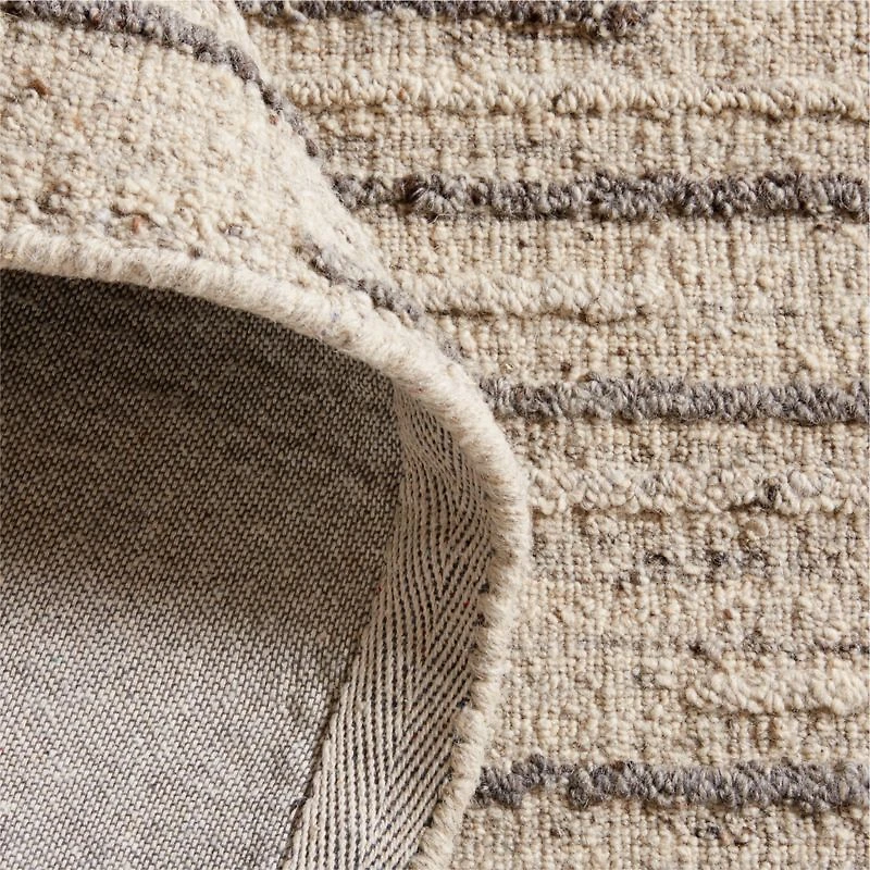 Udaipur Textured Wool Handwoven Stone Grey Area Rug 6'x9'
