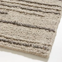 Udaipur Textured Wool Handwoven Stone Grey Area Rug 6'x9'