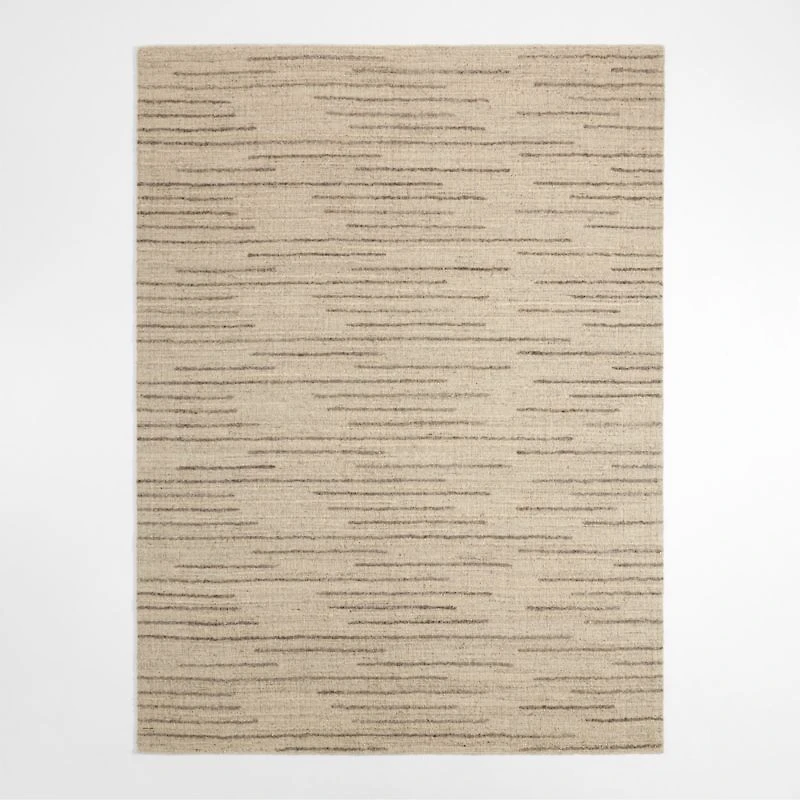 Udaipur Textured Wool Handwoven Stone Grey Area Rug 6'x9'