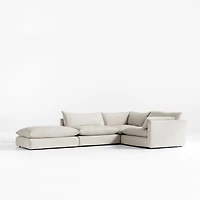 Unwind Modular 4-Piece L-Shaped Slipcovered Sectional Sofa with Ottoman